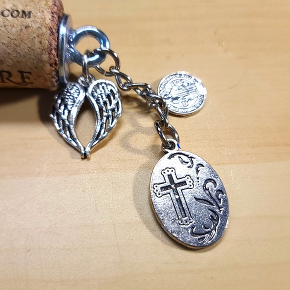 St Michael Religious Cork Key Chain - Assorted Christian Charms - Hand crafted - Picture 3 of 3
